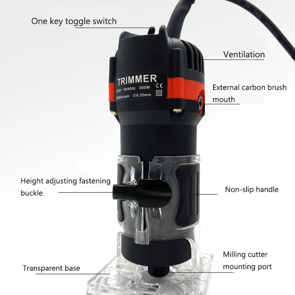 Woodworking Electric Trimming Machine Electromechanical Wood Milling Engraving Slotting Machine Brush Motor Wood Router