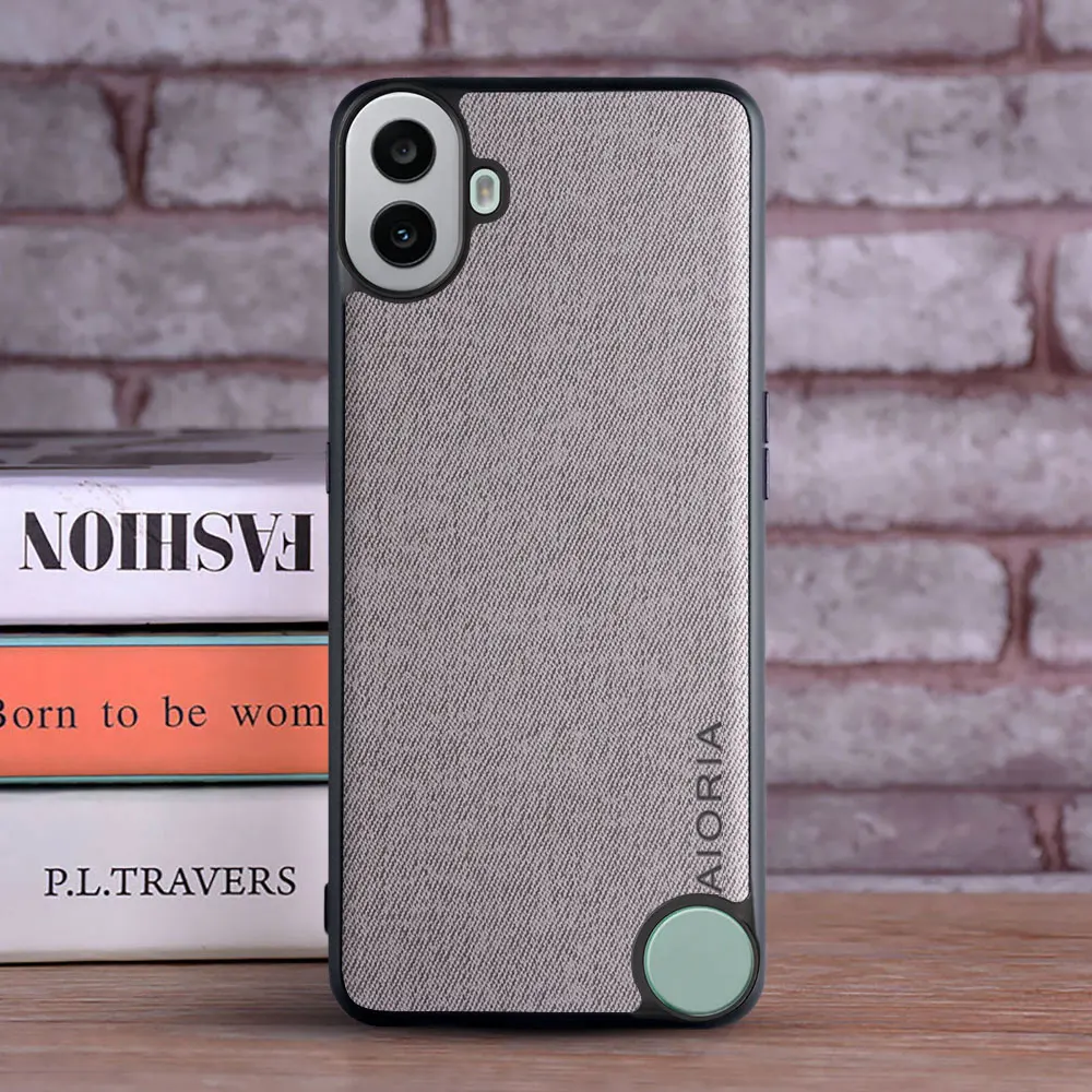 Textile Leather Soft TPU Case with Hard PC Back Protection Cover