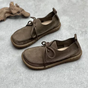 Scarpe basse da donna in morbida pelle scamosciata di mucca scarpe da ginnastica per il tempo libero di moda di qualità confortevole fatte a mano in vera pelle di lusso per donna taglia 40 1