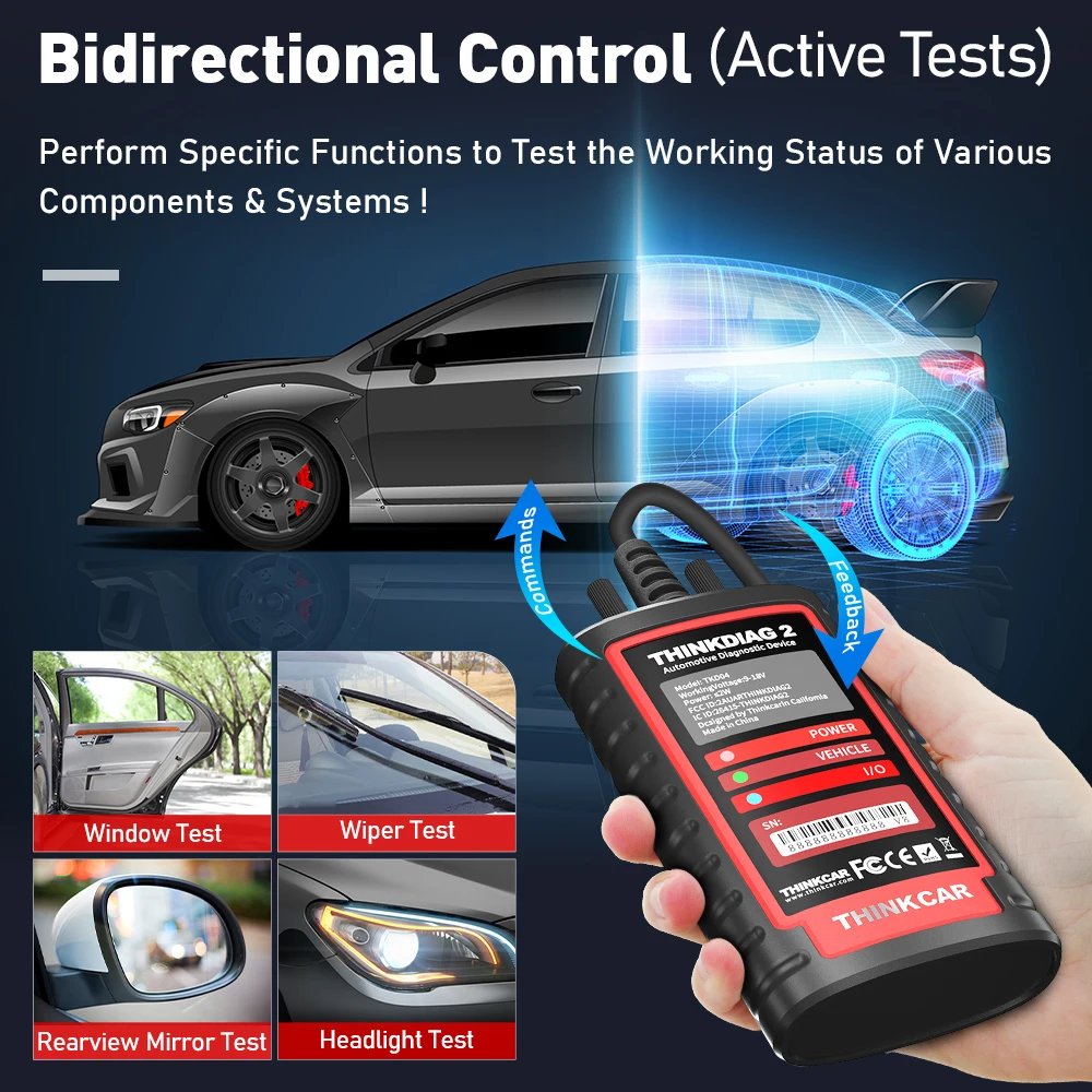 THINKCAR THINKDIAG 2 OBD2 스캐너, 자동 진단 도구, 지지대 CAN FD 프로토콜, 블루투스 스캔, 전체 시스템 16 재설정 ECU 코딩