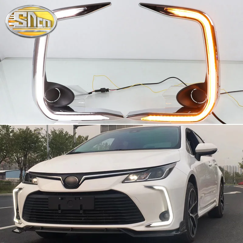 SNCN 2PCS LED Daytime Running Light For Toyota Corolla 2019 2020 Car Accessories Waterproof ABS 12V DRL Fog Lamp Decoration