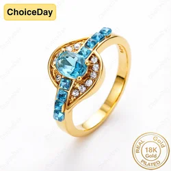 Luxurious 18K Gold Plated Green Zircon Ring for Women - Elegant Wedding Party Gift Accessory (Gold)