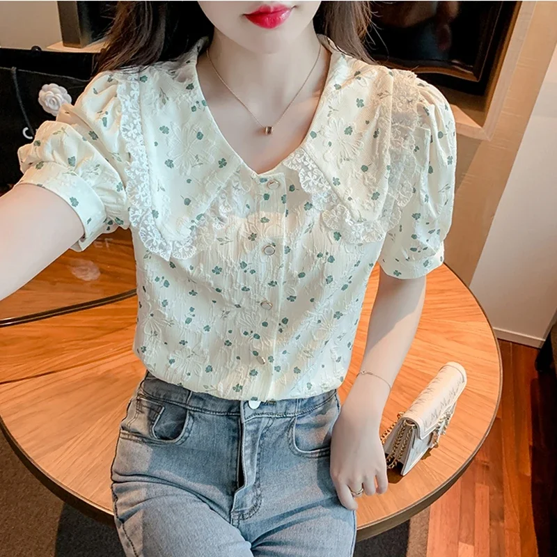 トップス papier collab bi color blouse ZXZY Women Soft Dressy Floral Printed Button Down Tropical