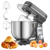 BioloMix mélangeur sur socle alimentaire de cuisine à 6 vitesses 1200W DC moteur silencieux bol en acier inoxydable 6L avec fouet à oeufs à crème fouet pétrin de pâte 3