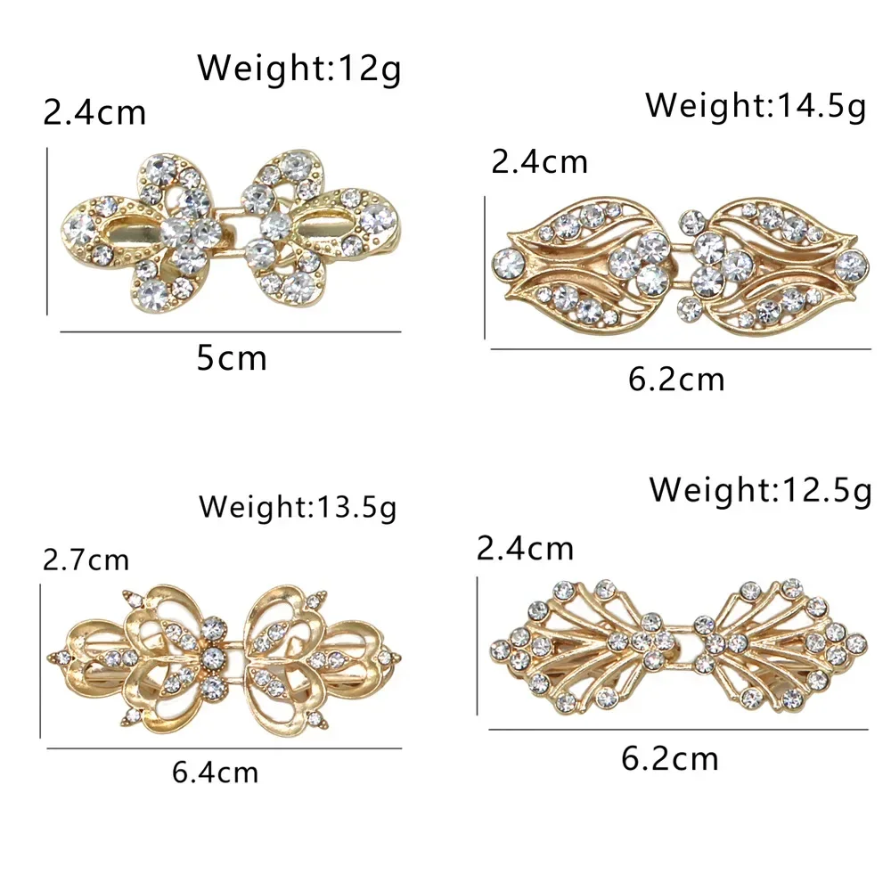 반짝이는 합금 가디건 칼라 클립, 거치대 여성 장식, 크리스탈 케이프 망토 걸쇠, 버클 브로치 클립, 1 쌍