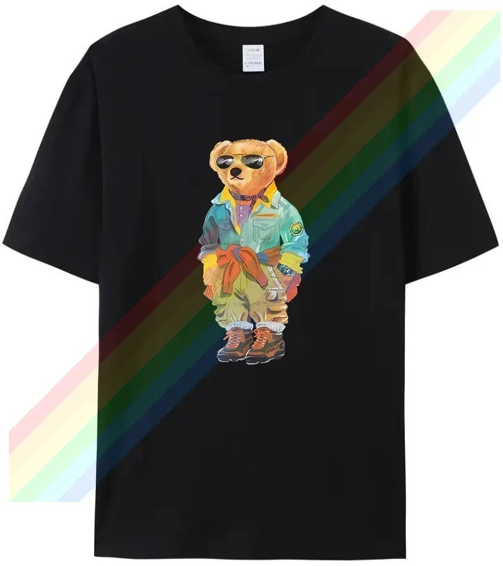 

2024 Summer men's Lauren Bear brand black T-shirt short sleeve Ralphs youth casual fashion trend women's topsNO11