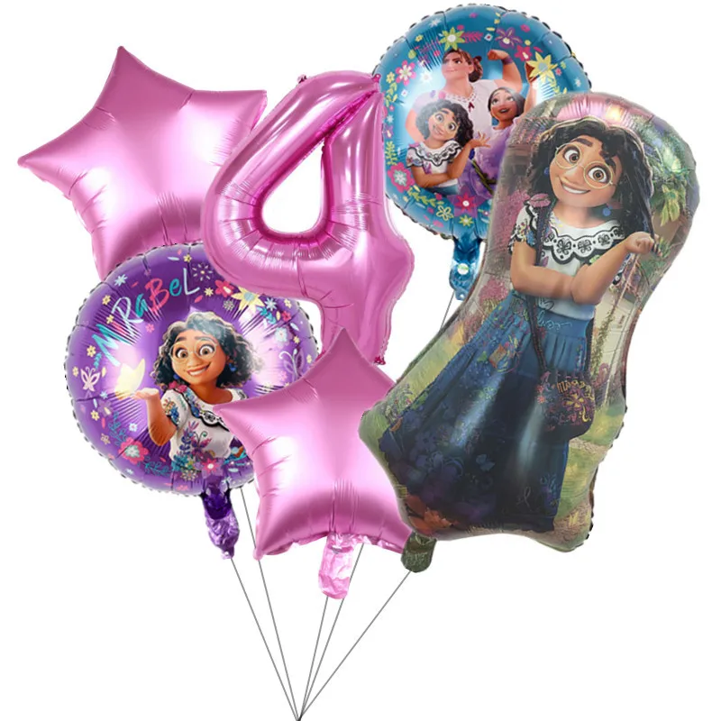 Tovaglia Fondale Per Festa Bambini Con Tema Encanto - Mirabel, Foil E Palloncini, Multicolore