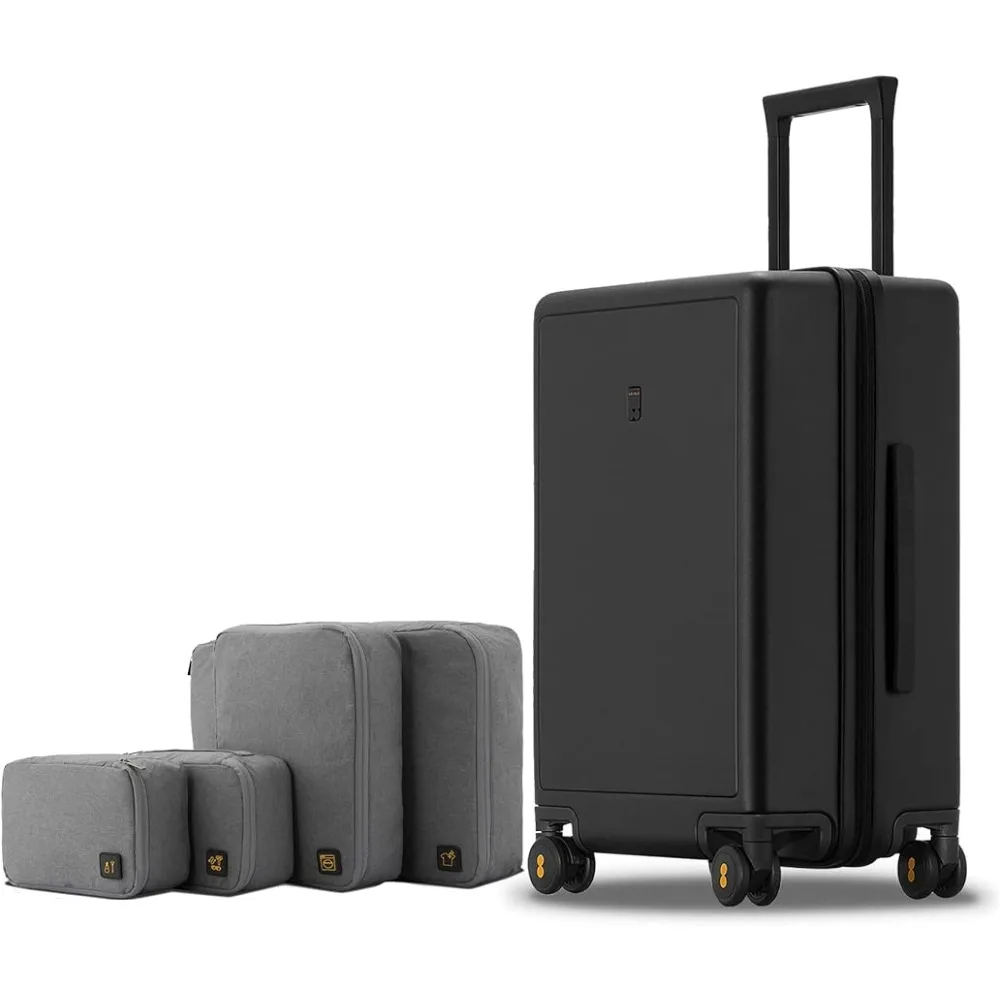 Elegance Carry On Suitcase, 20” Hardside Luggage with TSA Lock, Spinner Wheels-Black, 20-Inch