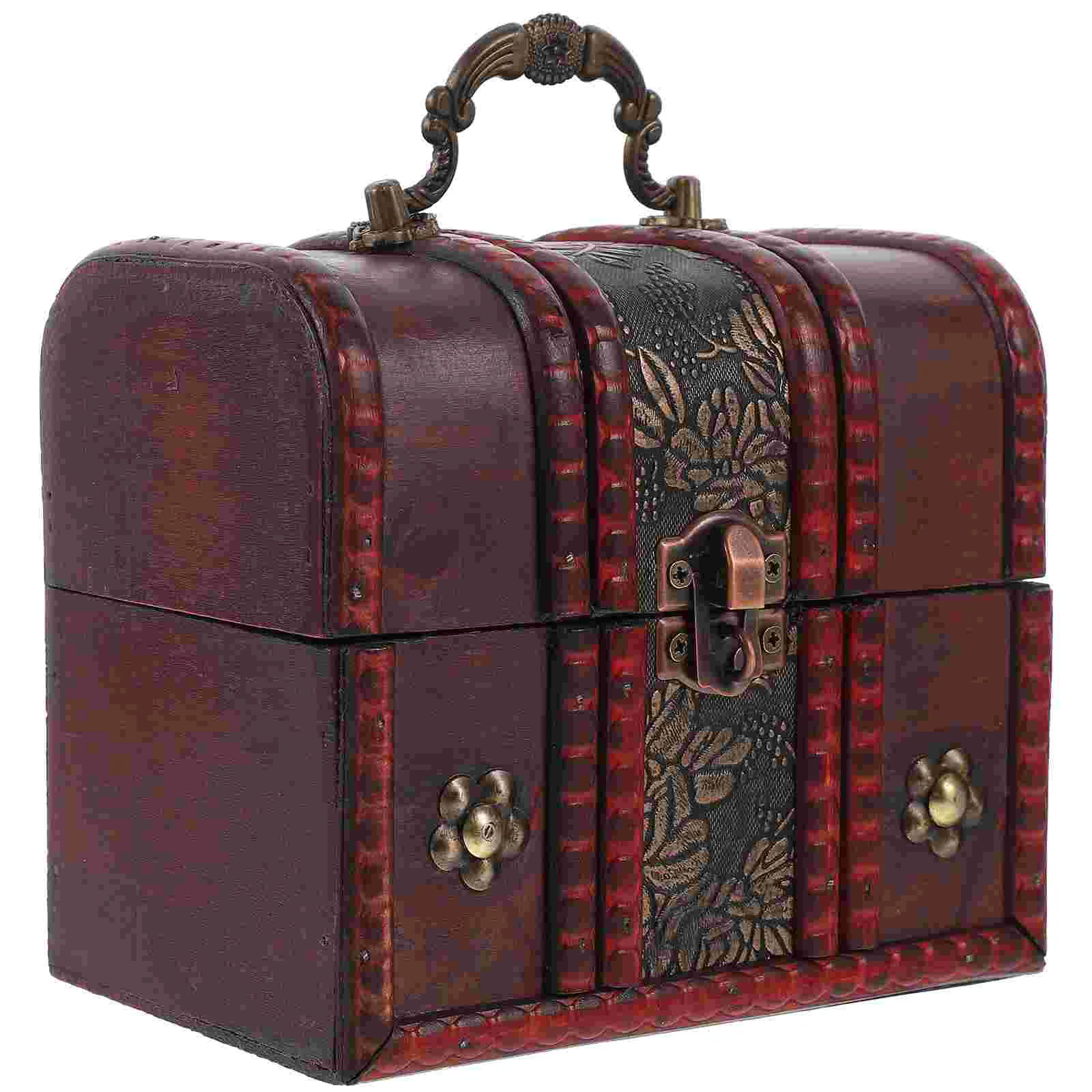 

Treasure Chest Wooden Keepsake Box Jewelry Case Pirate Chest with Handle