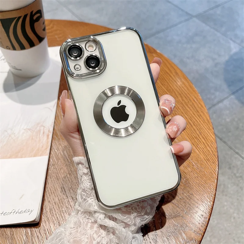 Luxury Plating Frame Soft Silicone Clear Case for iPhone 13 12 11 Pro Max Mini X XS XR 7 8 Plus SE Glass Camera Protector Cover iphone 12 pro max phone case