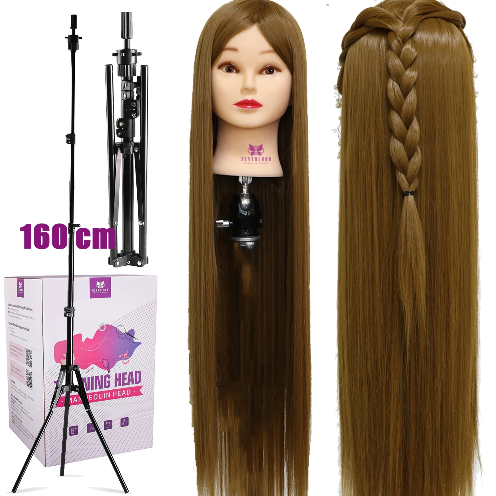 80% Real Hair Practice Training Head with 160cm Tripod Hairstyle Doll With  Shoulder Braiding Mannequin