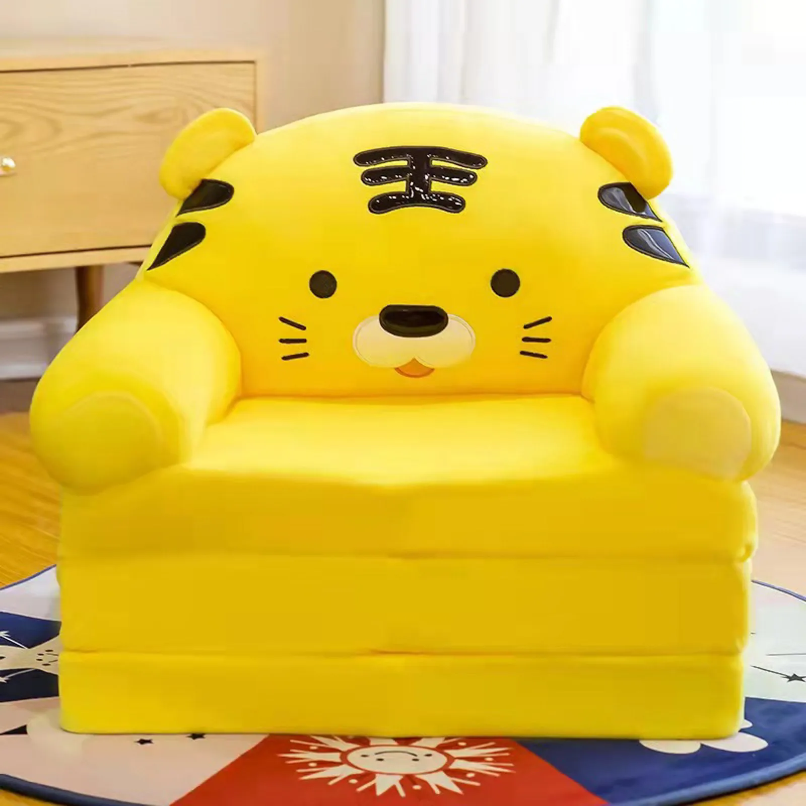 Cute Plush Foldable Kids Sofa Cover 2 In 1 Without Liner Filler 1 pc