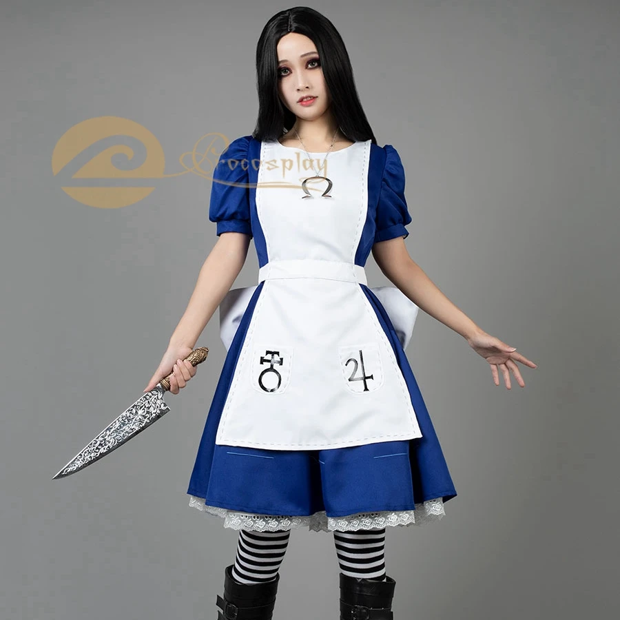 

Классическое платье в стиле игры «Алиса», Женский костюм для Хэллоуина mp000277