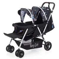 Poussette jumelle pliable ultra légère en alliage d'aluminium pour enfants, landau pour bébé 3