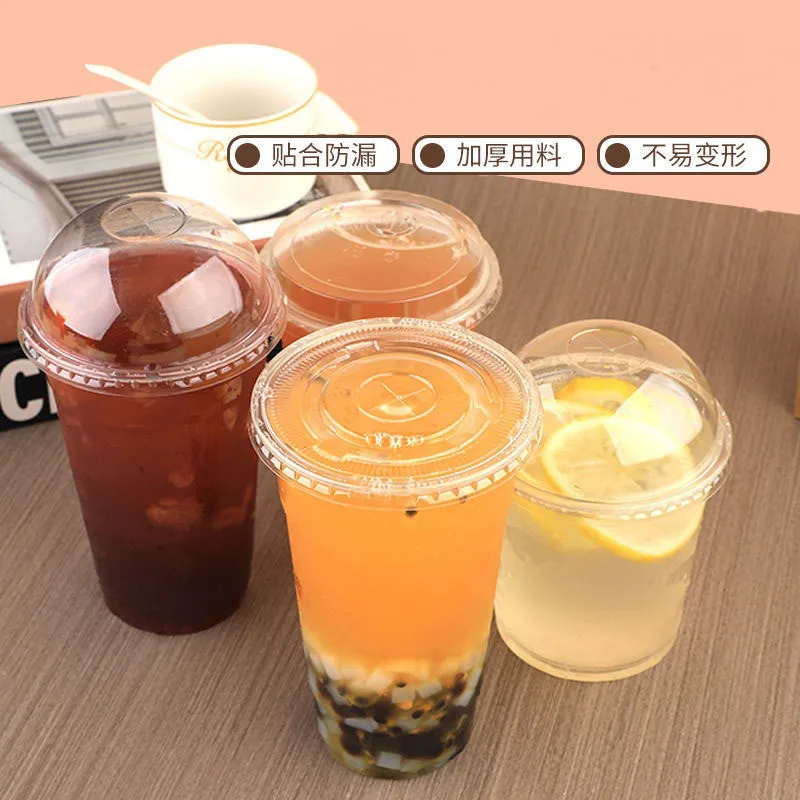 30 Pieces Disposable Transparent Plastic Cups with Lids for Milk Tea Juice Cold Drinks Smoothies Beverage Carry out