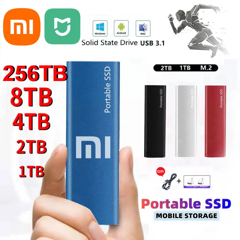 

Xiaomi Mijia Portable SSD Type-C USB 3.1 Ssd Hard Drive 16TB External SSD M.2 for Laptop/Desktop/Phones/mac Flash Memory Disk