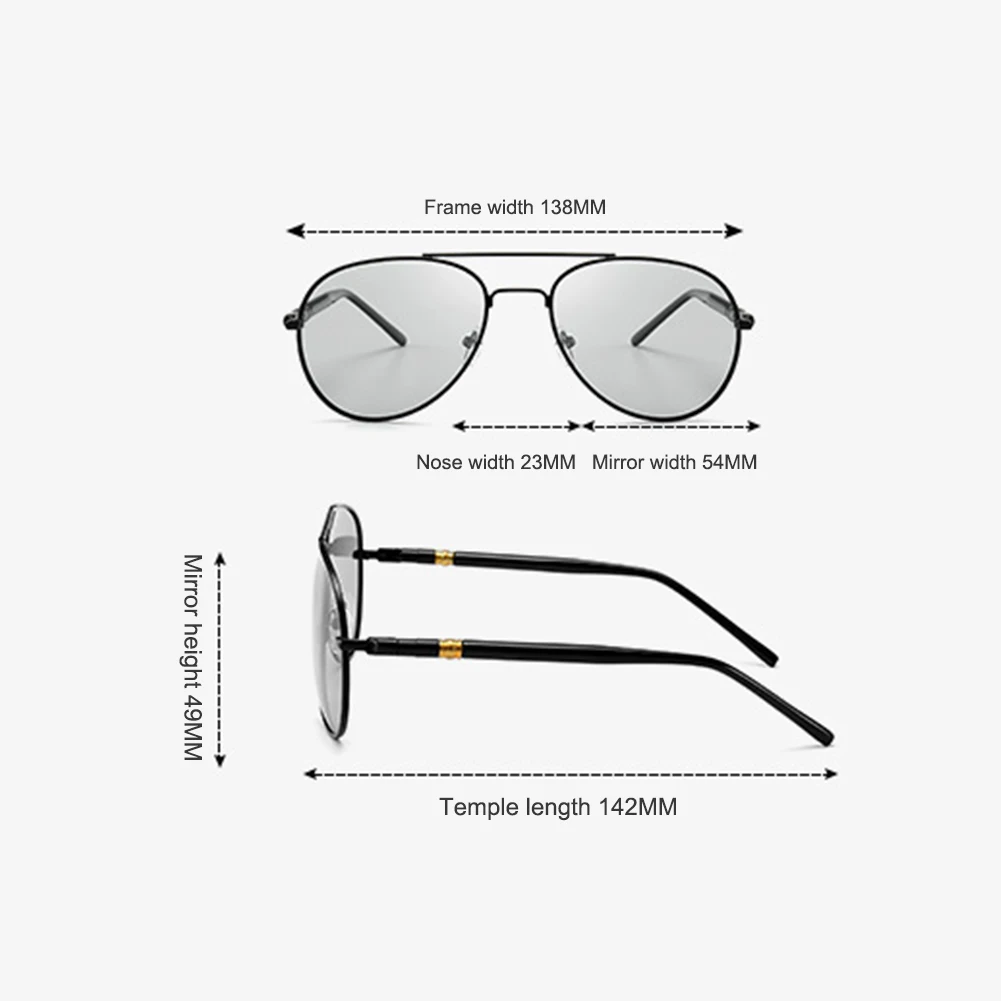 Photochromic Pilot Sunglasses UV Blocking Glasses Car Driving Sunglasses