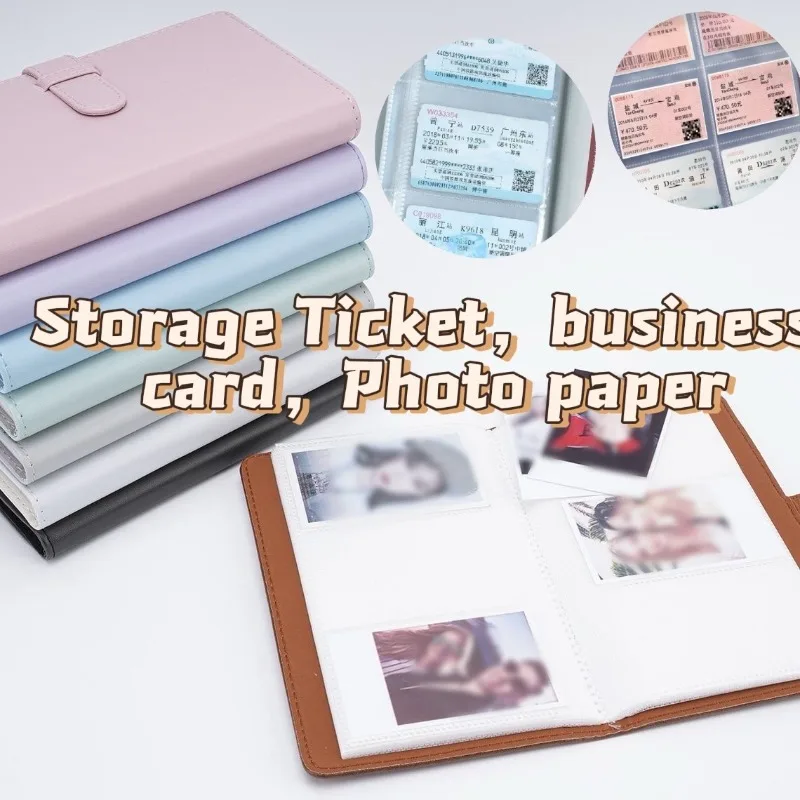 108포켓 사진 앨범 필름 카메라 3인치 사진 용지 PU 가죽 보관 케이스 스탬프 수집 책 후지필름 인스탁스 미니 12용