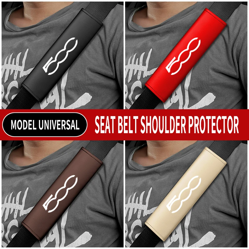 1PC Leather Car Seat Belt Shoulder Protector Cover Safety Belt Padding Pad For Fiat 500 500C 500X 500L Car Accessories seat belt protector safety belt shoulder guard
