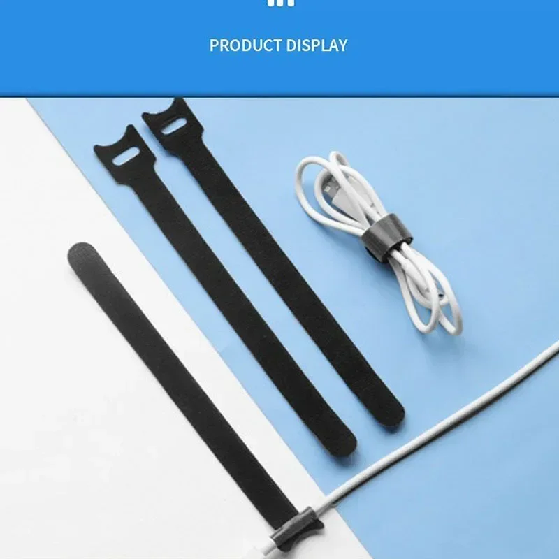 50-Pack Reusable T-Shaped Velcro Cable Tie and Storage Box Set