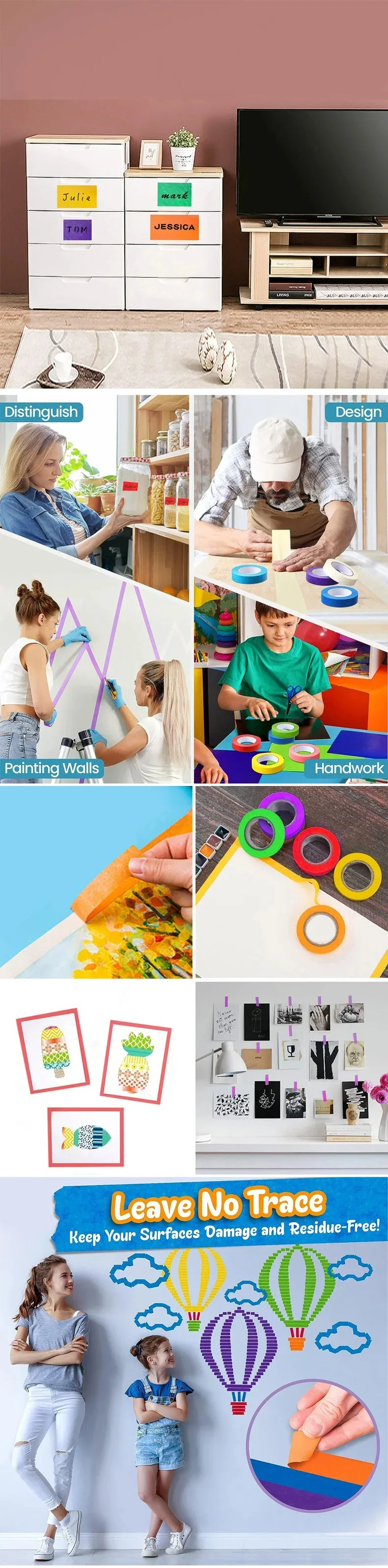12-farbiges Malerband, Abdeckbänder, Regenbogenfarben, buntes Bastelpapier, Klebeband für Kinder, Beschriftung, Kunsthandwerk, DIY-Dekoration, Unterricht – Detail 7