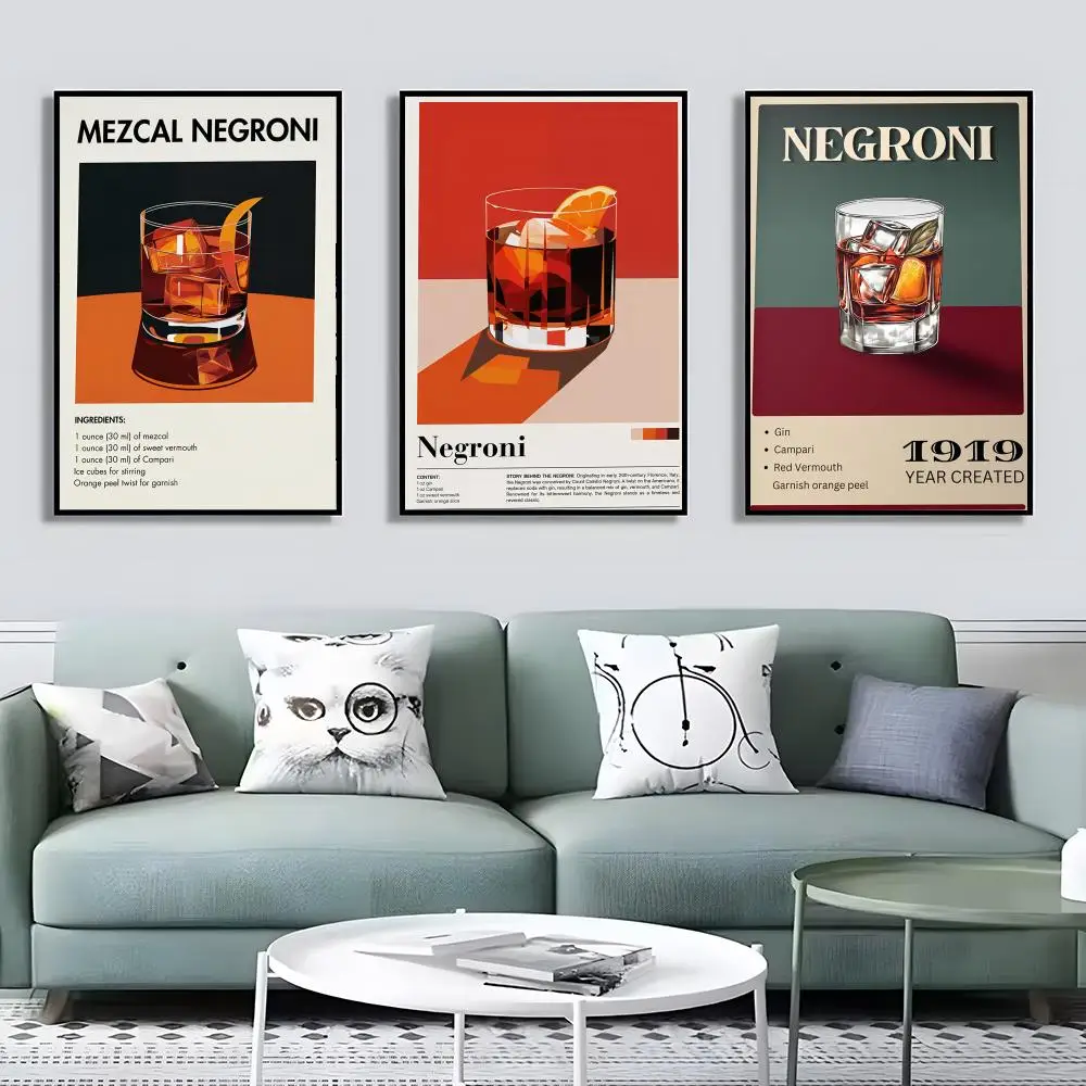 예쁜 N-Negroni 맥주 아트 포스터 방수 캔버스 주름 방지 벽 예술 거실 침실을위한 쉬운 걸이형 홈 장식