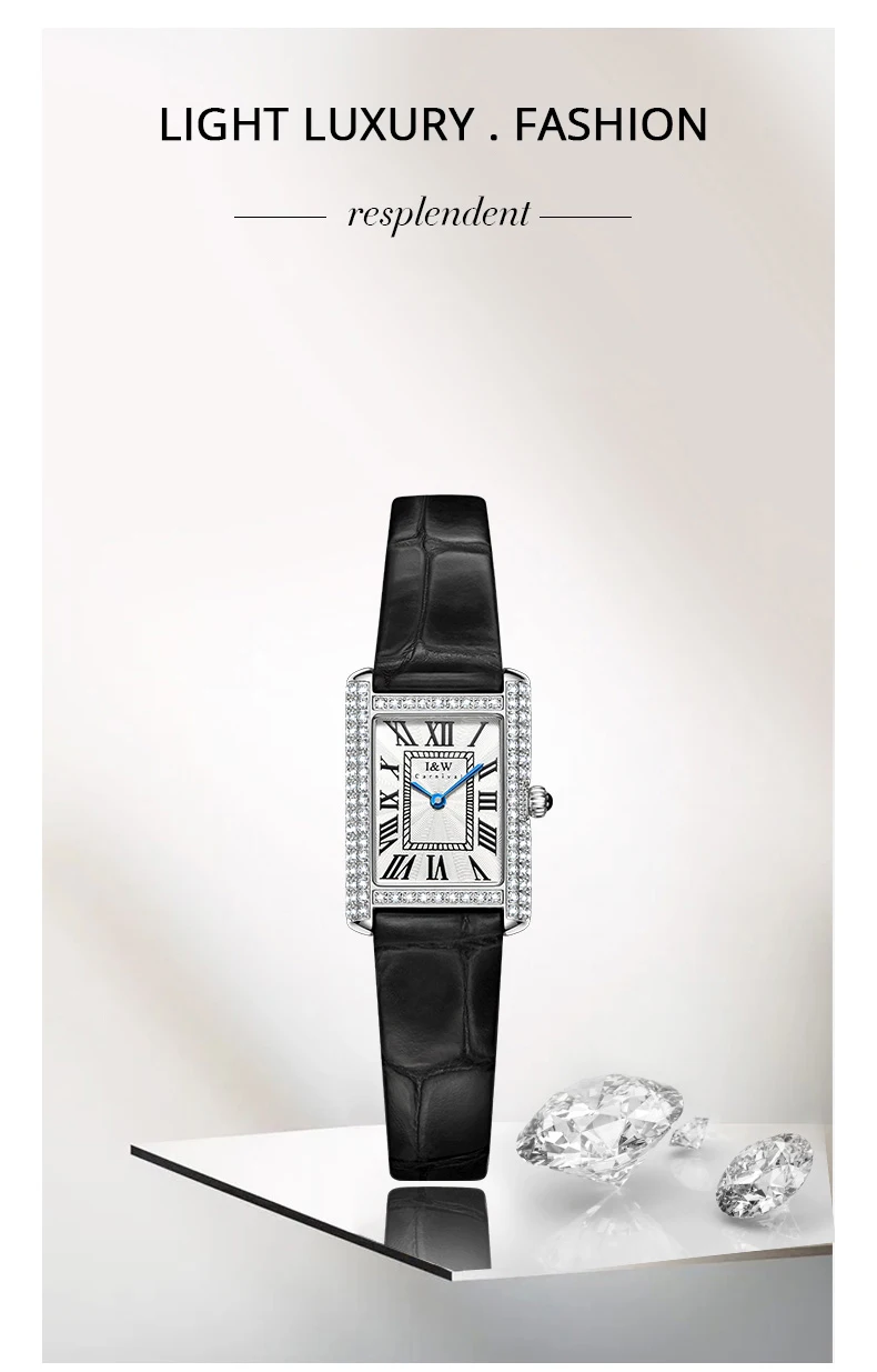 Schweiz KARNEVAL Retro Damen Uhr Schlanke Quadratische Quarz Uhren Frauen 2024 Diamant Lünette Leder Band Wasserdicht Montre Femme_voghion.com