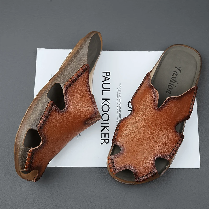 Summer Outdoor Genuine Leather Casual Sports Slippers Men's Rome Hiking  Beach Sandals Ladies Fashion Luxury Shoes Couple Slipper - Beach & Outdoor  Sandals - AliExpress
