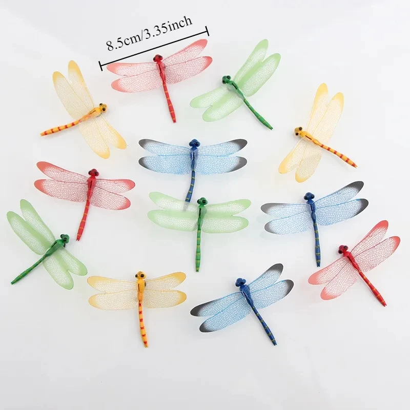 10pcs 3D 잠자리 꽃 잠자리 정원 배열 마당 화분 나비 다채로운 잠자리 파티오 정원 장식 야외