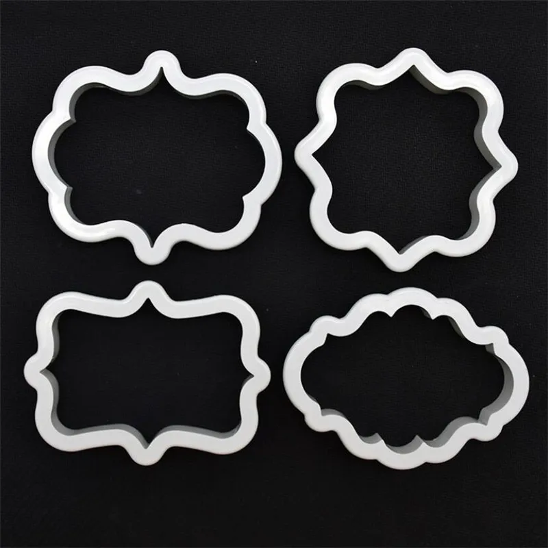 Cookie Cutter Cookie Mould Cookie Maker Press Kit Cookie Printing Mold Baking Mold 4Pcs/Lot Vintage Plaque Frame Cookie Cutter Set Plastic Biscuit Mould Cake Decorating Tools Stainless Steel Cookie Mold