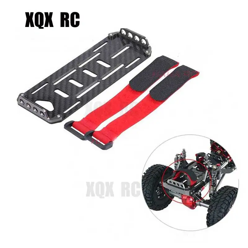 

Black Carbon Fiber Battery Mounting Plate with Tie for 1:10 Scale RC Crawler Car Hsp Redcat Tamiya Axial SCX10 D90