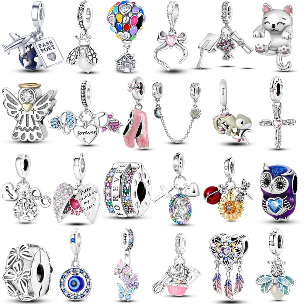 Charm Beads Jewelry Silver Plated Passport Butterfly Firefly Charms Fit Original Pandora Bracelet DIY Bead For Women Jewerly Making