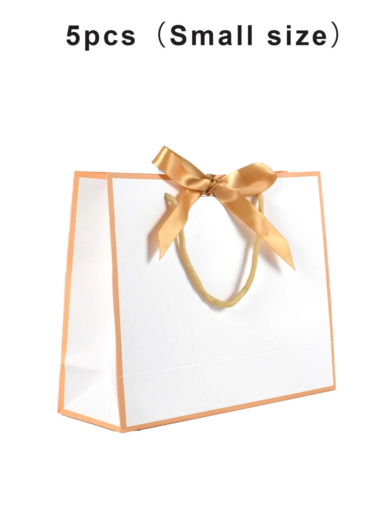 Geschenktüten mit Schleife im Hepburn-Stil, 5er-Set – schwarzer und goldener Besatz, Geschenktüten für Hochzeiten, Weihnachtsfeier- und Eventverpackungen – Detail 4