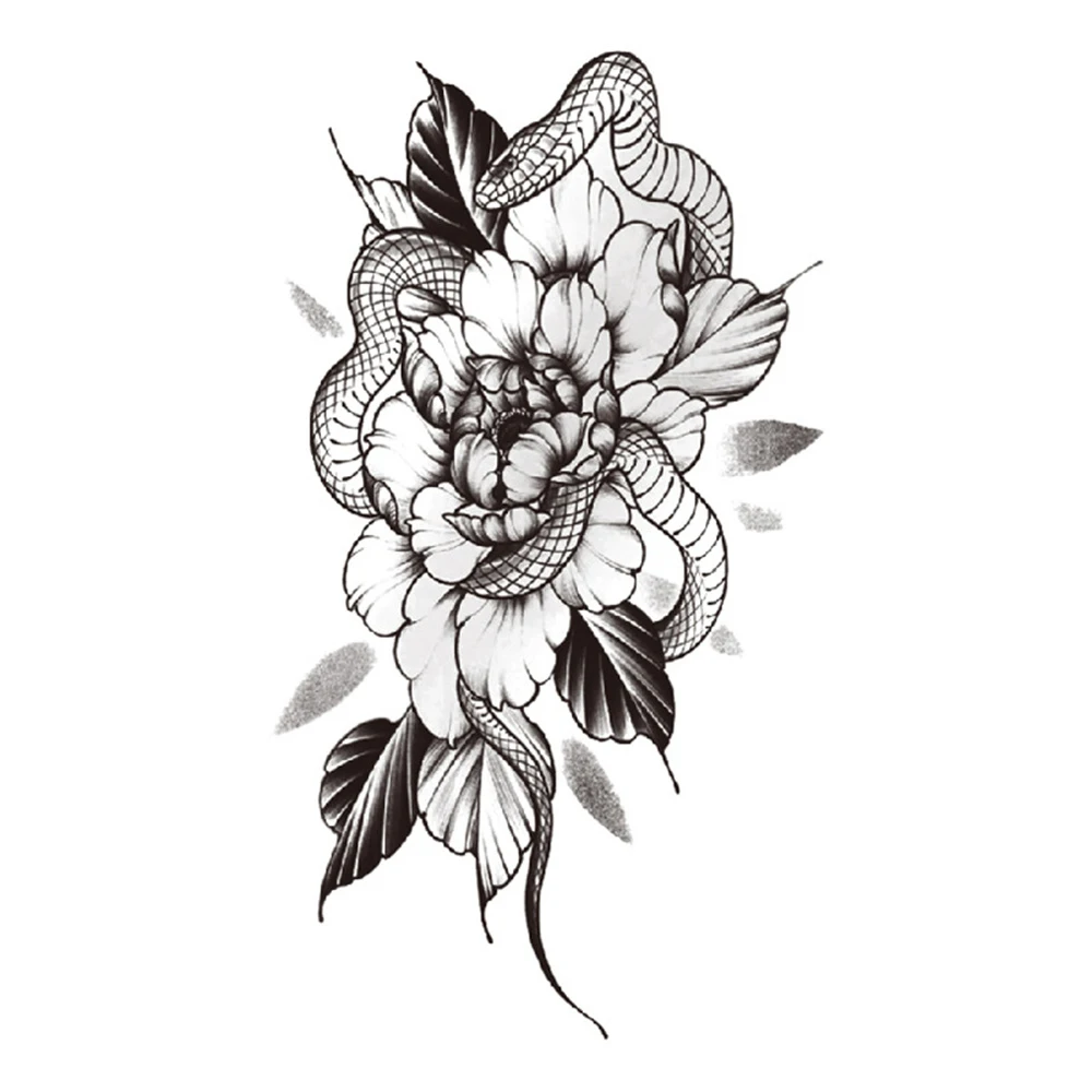 

Временные татуировки с привлекательным цветком, 1 шт., наклейки для татуировок на руки и ноги, Реалистичная поддельная Черная роза, водонепроницаемая