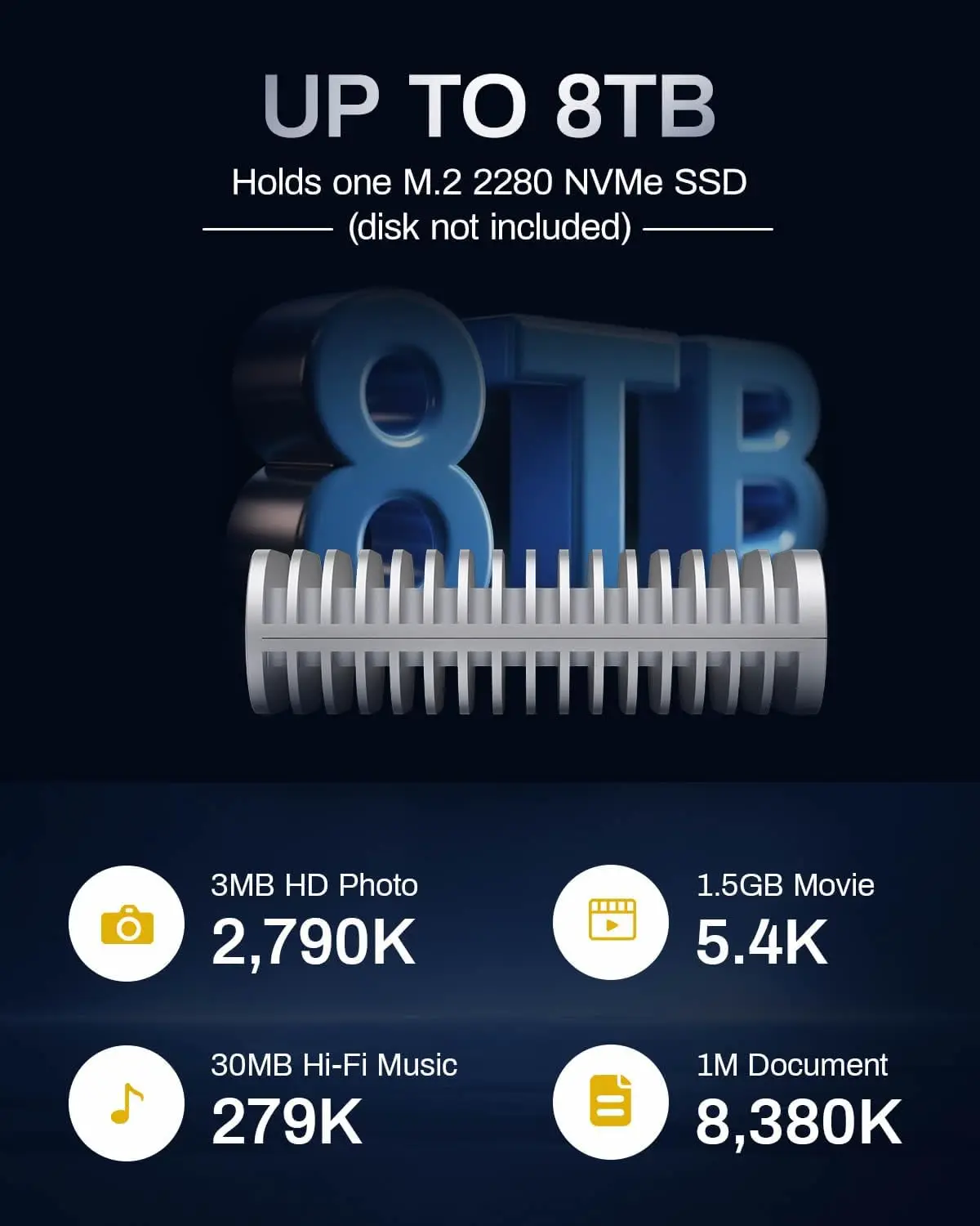 TERRAMASTER D1 SSD 플러스 40Gbps M.2 NVMe SSD 케이스 알루미늄 M.2 케이스 USB 타입-C 케이스(디스크 없음)
