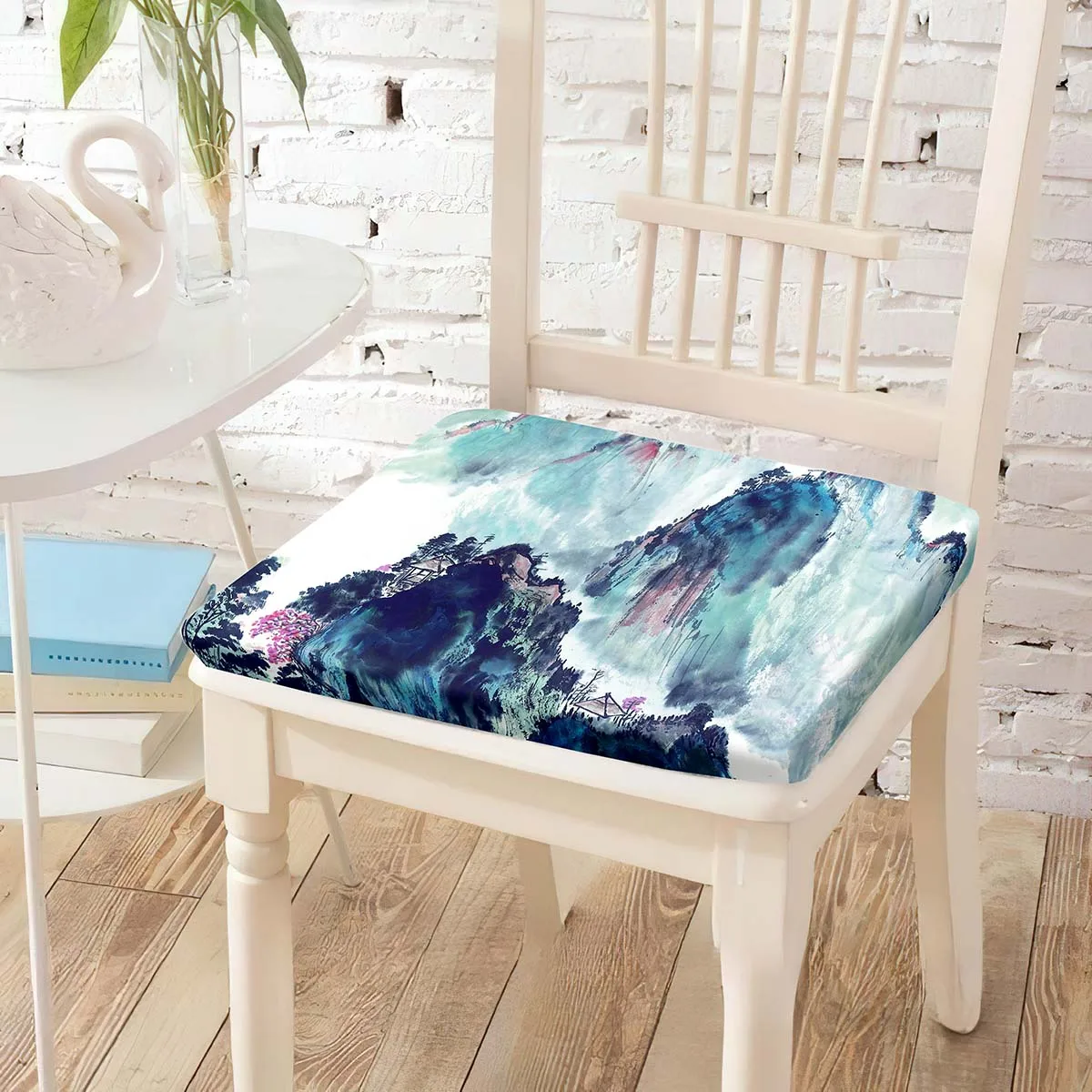 

Подушка для стула с принтом китайской гор и реки, квадратная мягкая однотонная подкладка для стульев для столовых, студентов, подушечки для стула, офисный Декор