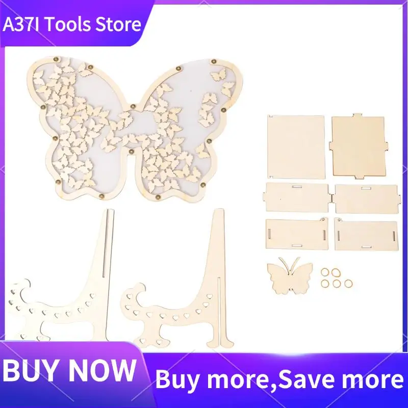 1 PCS DIY White Wedding Guest Book With Small Butterflys Rustic Guest Book Alternative Wedding Signs