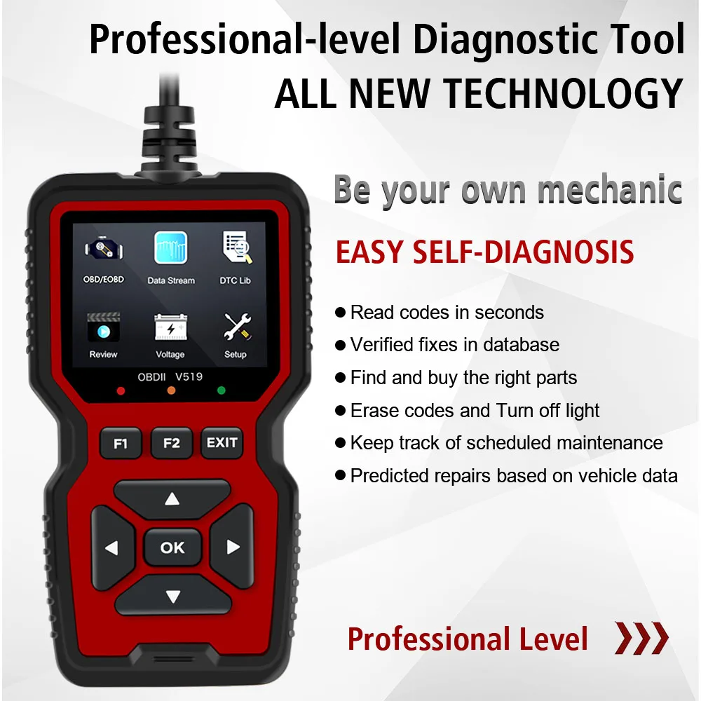 OBD2 Scanner Engine Fault Reading Data Battery Voltage Detection Automotive Fault Diagnosis Instrument V519 Elm327 5