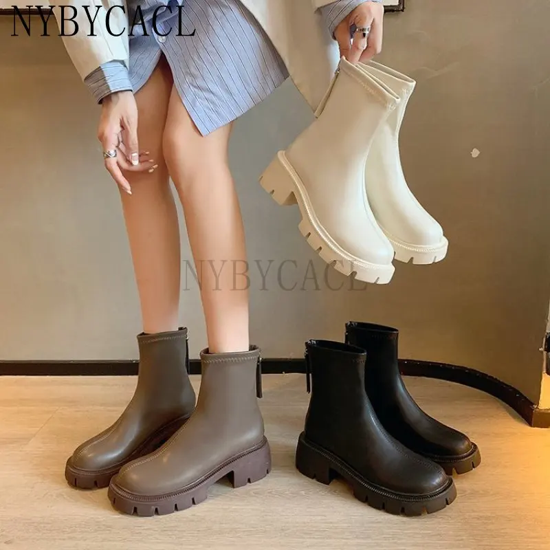 2022 New Arrive Platform Shoes Women Boots Round Toe Zipper Autumn Winter Fashion Ankle Female Ytmtloy Botines De Mujer Sexy