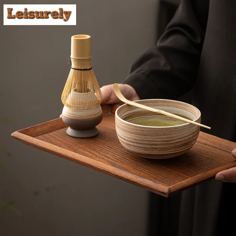 2pcs/set Retro Matcha Set Bamboo Whisk Scoop Ceramic Matcha Bowl Home Tea-making Tools Accessories Matcha Tea Set Birthday Gifts