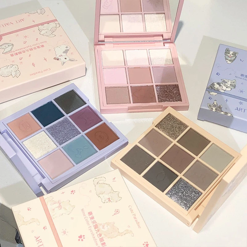 Art Value Pet Paradise 9-Color Eyeshadow Palette — Anime-Inspired Design, Adorable Style, Three Unique Color Palettes with 6