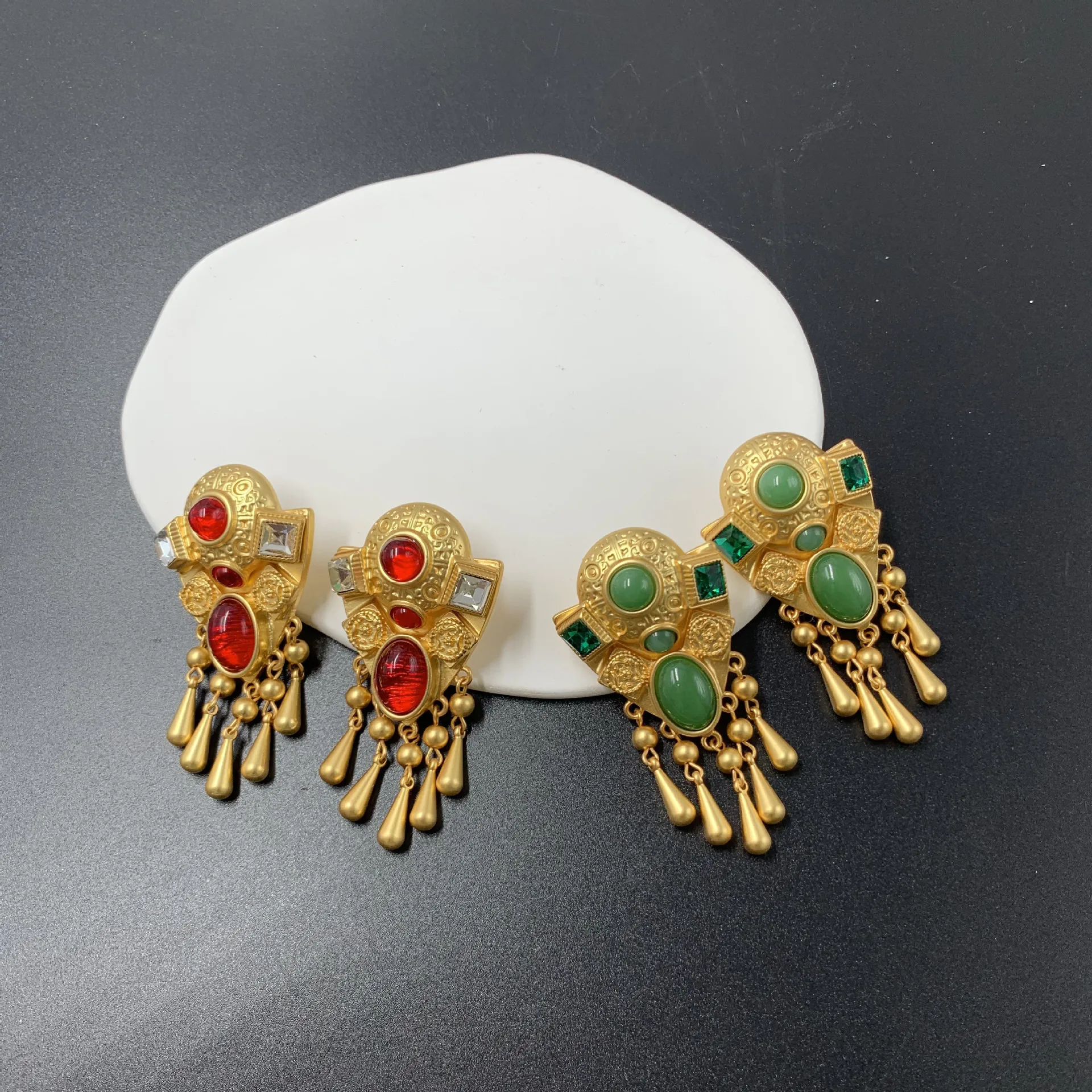 2024 Vintage Heavy Industries Retro Palace Inspiration Orecchini Ad Ago In Argento 925 Placcato Oro Reale Esagerato