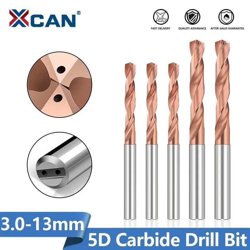 XCAN Drill Bit 5D 3.3-10mm Tungsten Steel Carbide Drill Bit TICN Coated HSS Drills For Metal Working CNC Machine hrc60 150mm length carbide drill bit metal drill bits tungsten steel drills cnc lathe machine alloy drilling tools 3 0 20mm