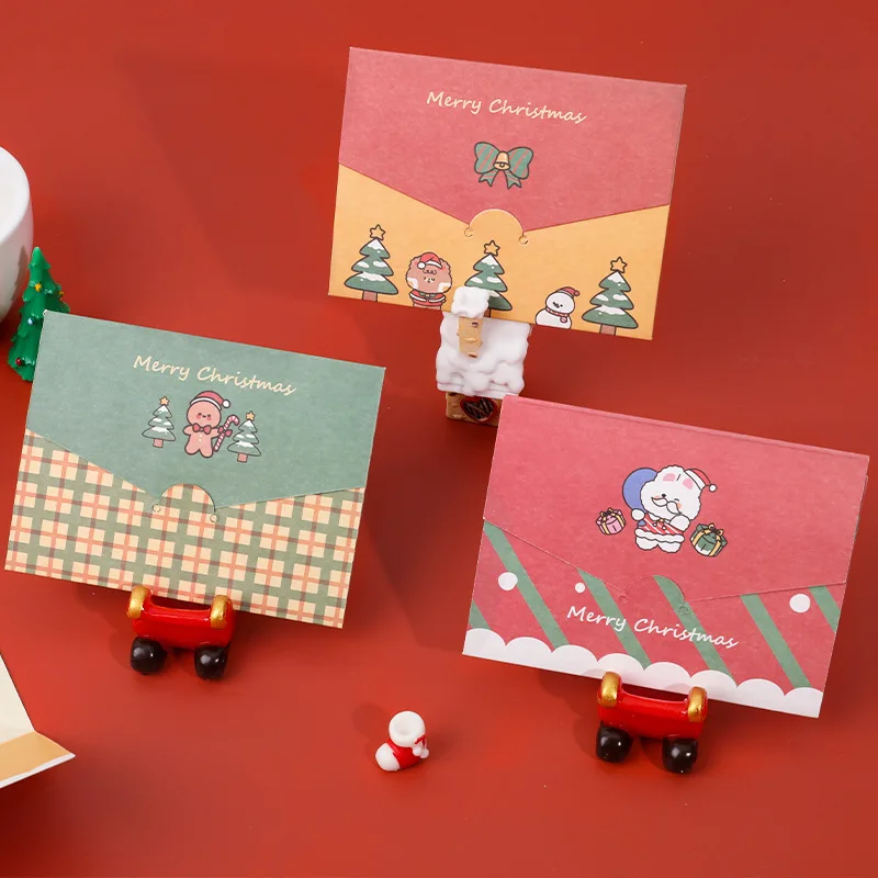 

1pcs Cartoon Christmas Series Greeting Card Memo Pad Sticky Notes Birthday Wishes Diy Folding Card Message Card