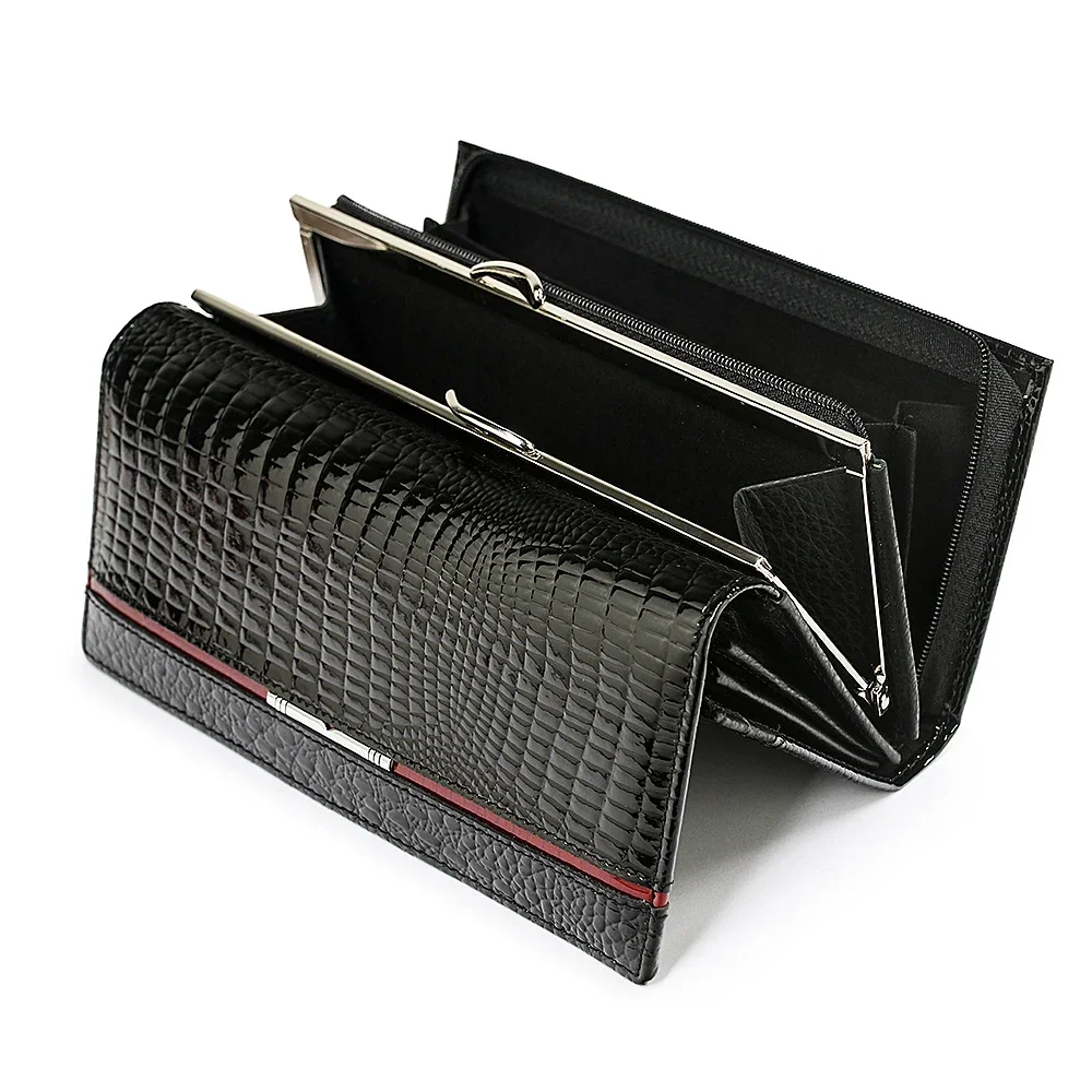 Genuine Leather Women Wallet Brand Alligator Pattern Wallets Female Purses Money Bag Ladies Coin Card Holder Clutch Handbags