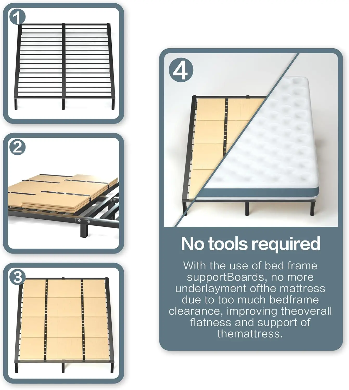 Queen Bunkie Board, Folding Bed Plate Support, 64 x 57 in, Blue, Brown