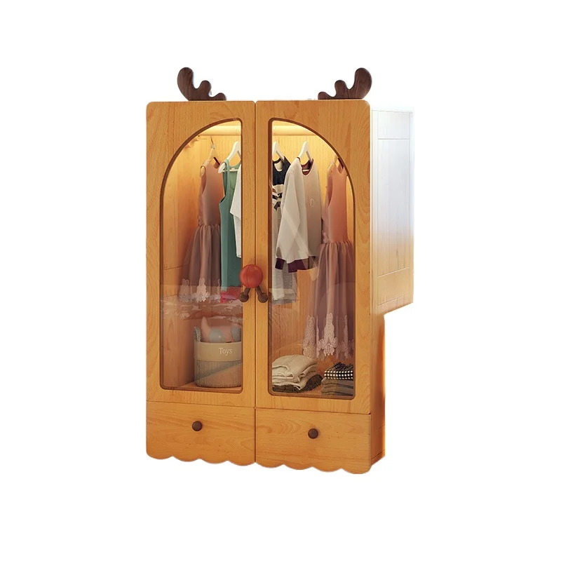 Elk Children's Wardrobe Solid Wood Girls' Baby Storage Cabinet Cartoon Boy Bedroom