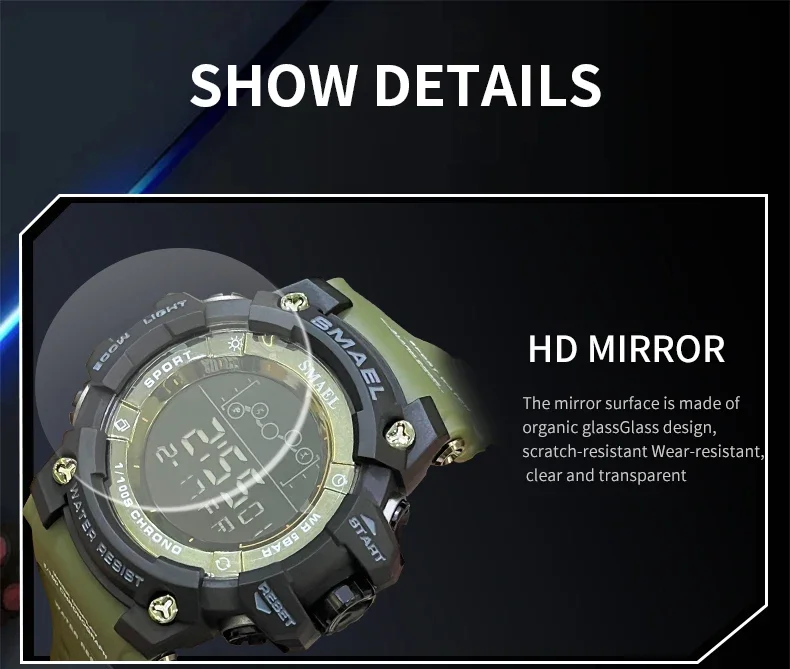 SMAEL Mens Military Watch Waterproof Led Quartz Digital Sports