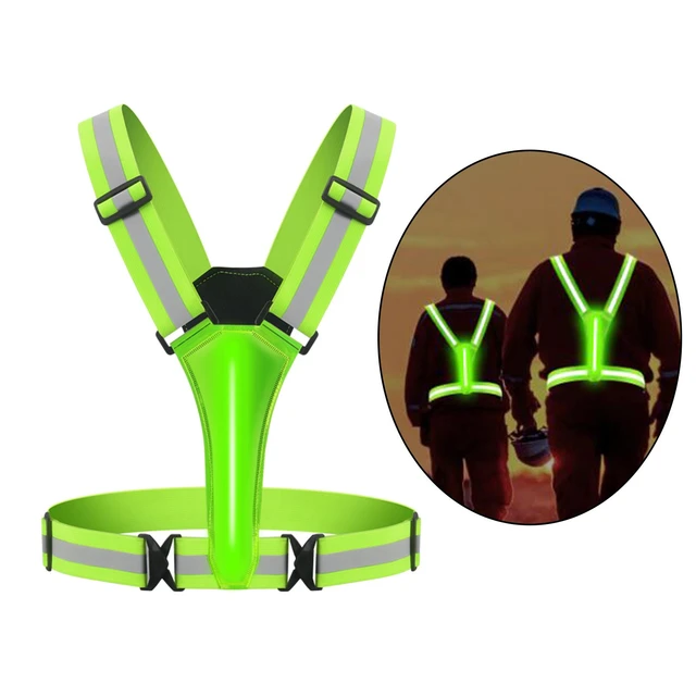 Led reflective vest usb rechargeable led light up vest high