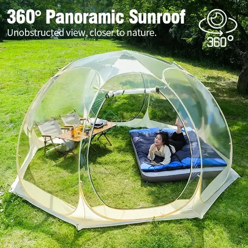 

Transparent Dome Waterproof Tent,Camping Tent Outdoor 4-8 Person Transparent Mushroom Tent For Wild Trips Hiking SurvivalOutdoor